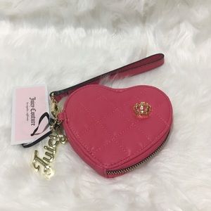 Juicy Couture Crowned Heart Coin Wristlet in Pink